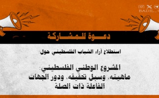 دعوة للمشاركة في استطلاع آراء الشباب الفلسطيني حول: المشروع الوطني الفلسطيني: ماهيته، وسبل تحقيقه، ودور الجهات الفاعلة ذات الصلة