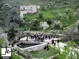 Sign Posting in the depopulated village of Lifta, Jerusalem (Zochrot/BADIL, March 2005)