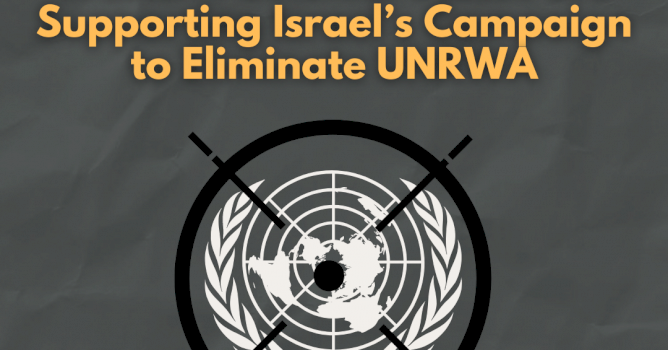 How do western colonial states support the Israeli campaign to eliminate the UNRWA?