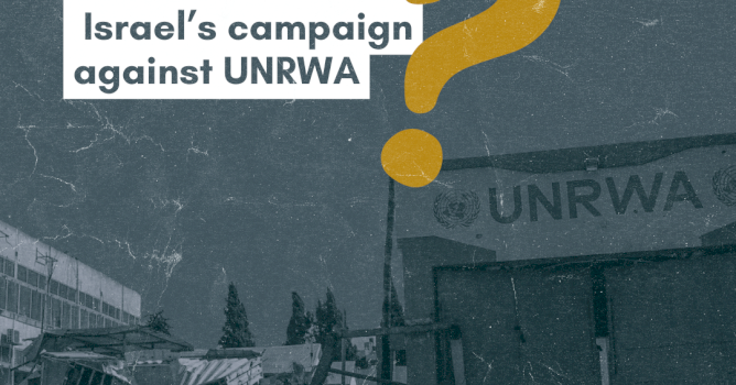What are the components of Israel's campaign against UNRWA?