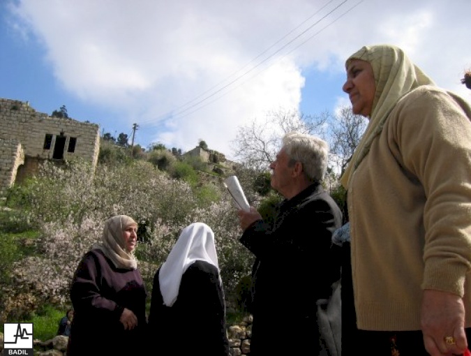 Sign Posting in the depopulated village of Lifta, Jerusalem (Zochrot/BADIL, March 2005)