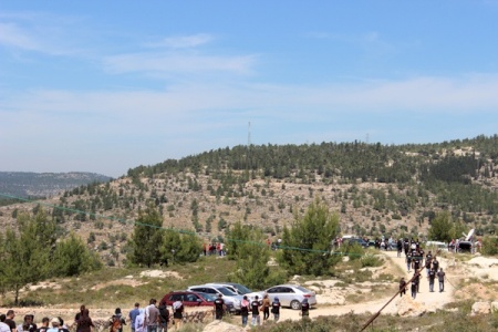 Israeli Army besieges protestors in a Nakba Commemoration Tent and shoots tear gas at them
