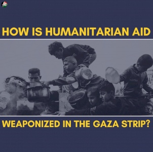 How is humanitarian aid weaponized in the Gaza Strip?