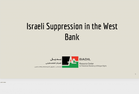 Israeli Suppression in the West Bank and Gaza Strip